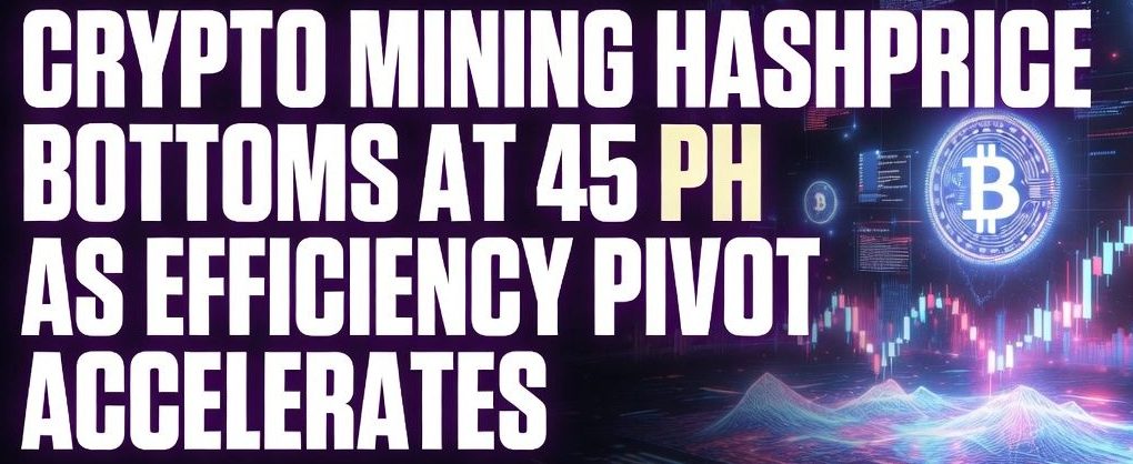 Crypto mining hashprice bottoms at $45/PH as efficiency pivot accelerates
