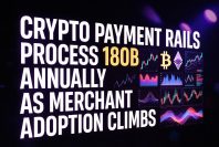 Crypto payment rails process $180B annually as merchant adoption climbs