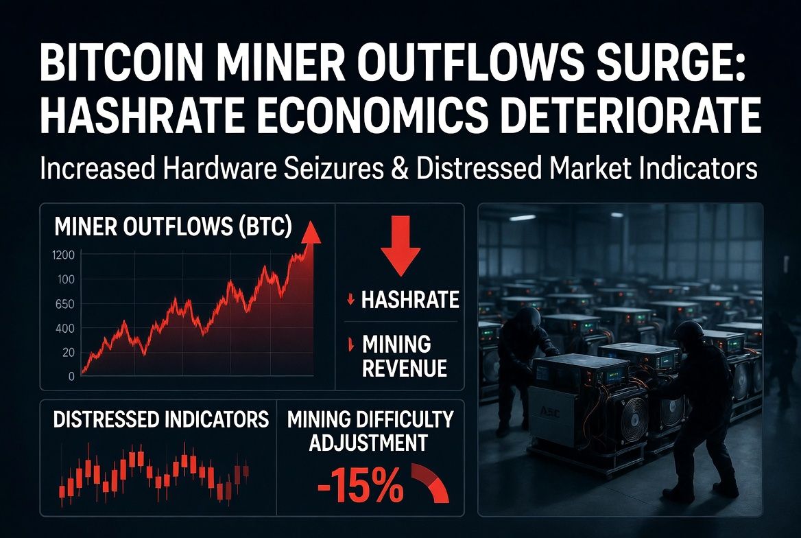 Miner Outflows Spike as Hashrate Economics Face Increased Hardware Seizures