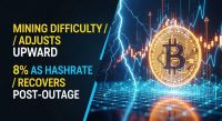 Mining difficulty adjusts upward 8% as hashrate recovers post-outage