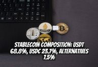 Stablecoin composition: USDT 68.8%, USDC 23.7%, alternatives 7.5%