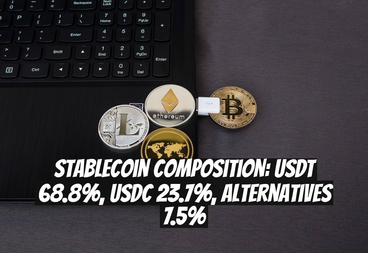 Stablecoin composition: USDT 68.8%, USDC 23.7%, alternatives 7.5%