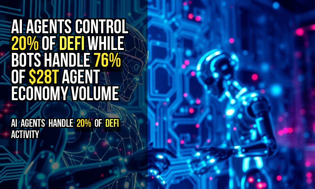 AI Agents Control 20% of DeFi While Bots Handle 76% of $28T Agent Economy Volume