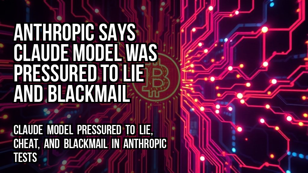 Anthropic says Claude model was pressured to lie and blackmail