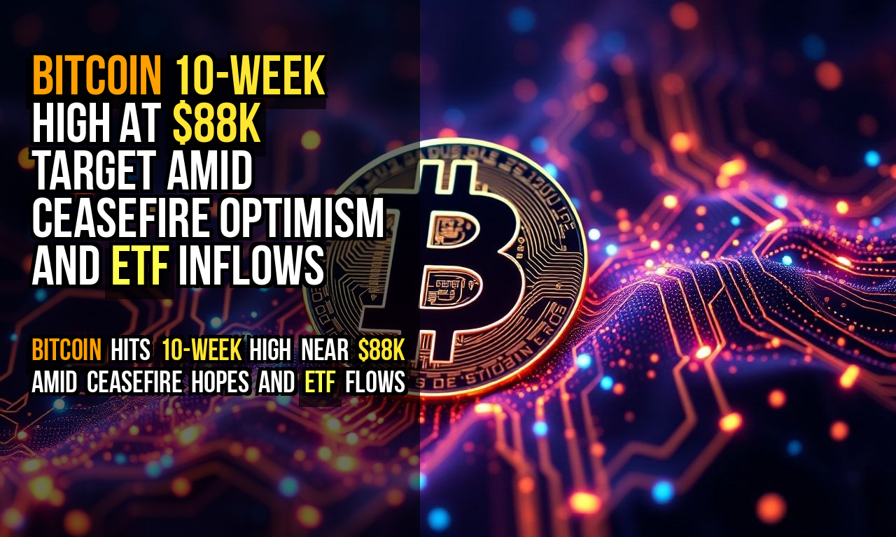 Bitcoin 10-Week High at $88K Target Amid Ceasefire Optimism and ETF Inflows
