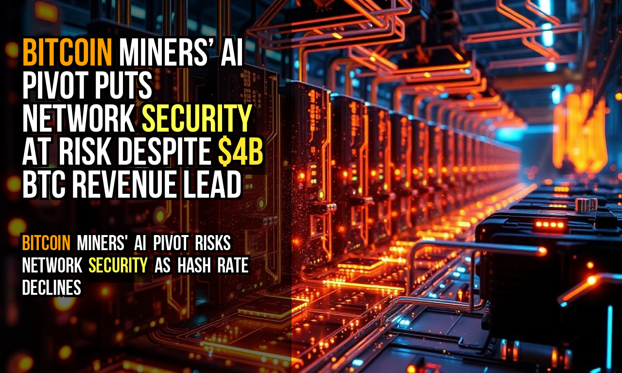 Bitcoin Miners’ AI Pivot Puts Network Security at Risk Despite $4B BTC Revenue Lead