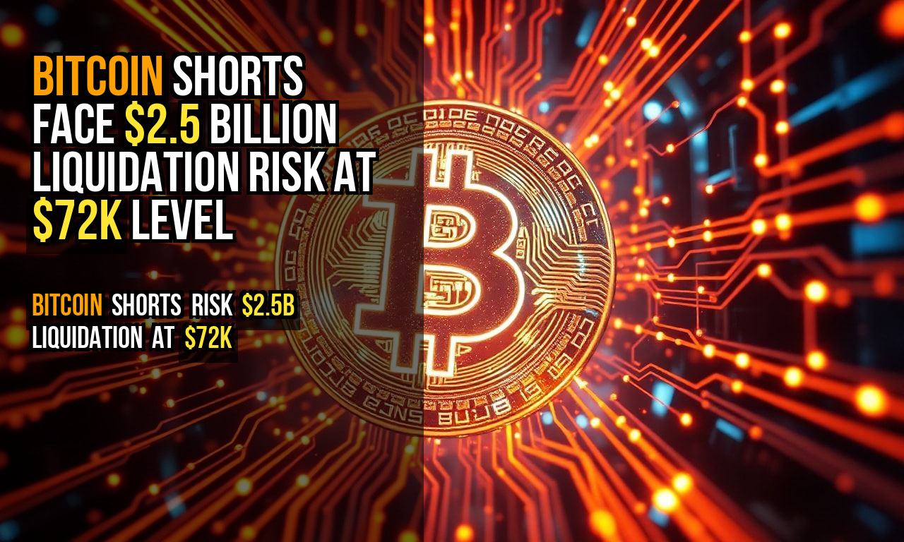 Bitcoin shorts face $2.5 billion liquidation risk at $72K level