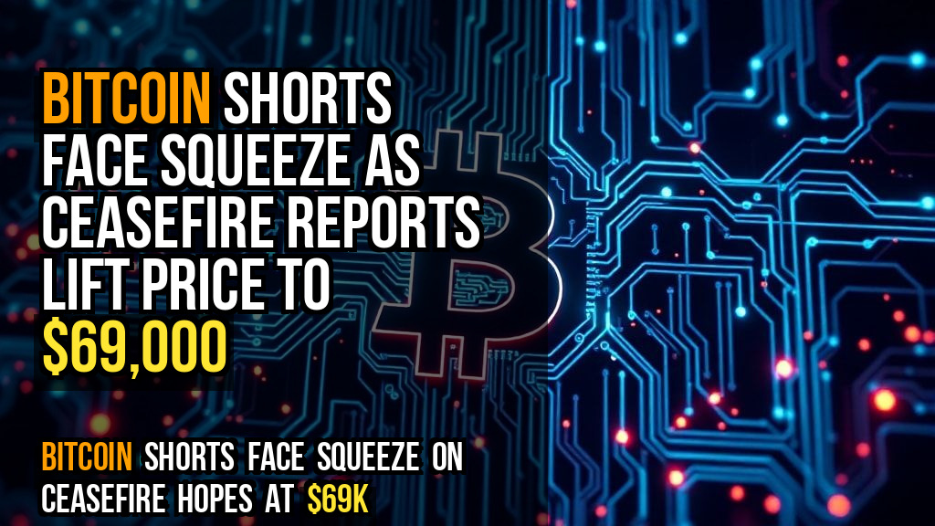 Bitcoin shorts face squeeze as ceasefire reports lift price to $69,000