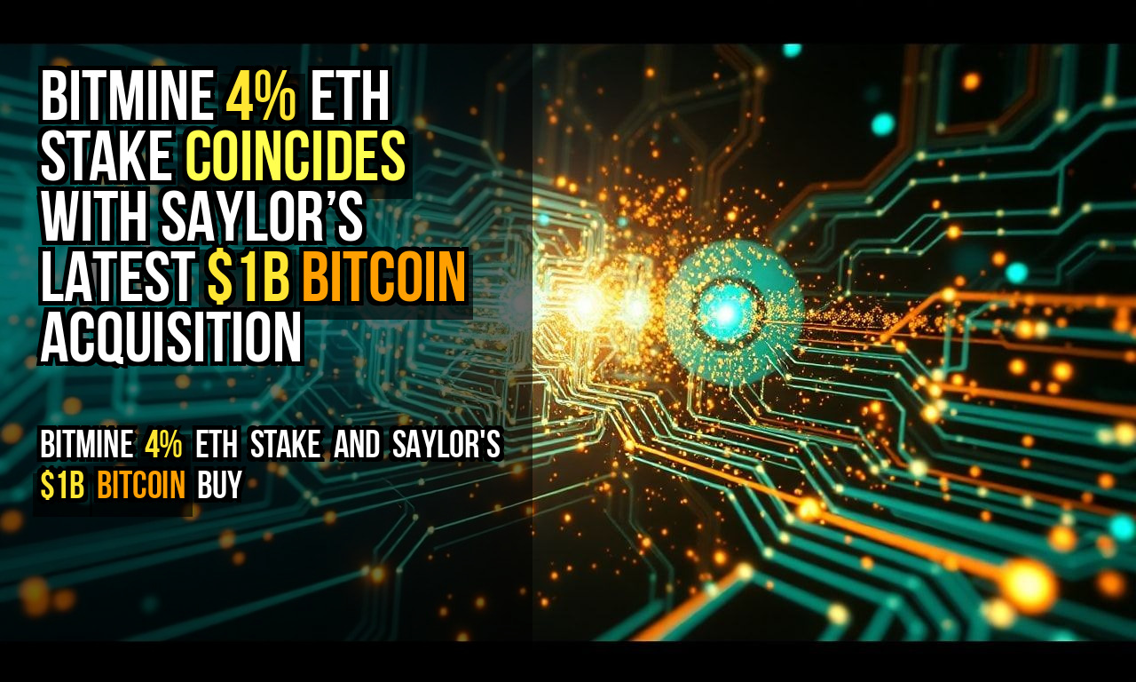 Bitmine 4% ETH Stake Coincides With Saylor’s Latest $1B Bitcoin Acquisition