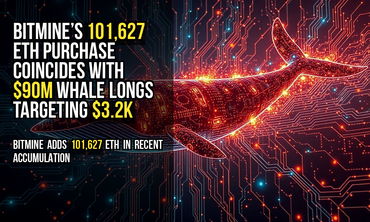 BitMine’s 101,627 ETH Purchase Coincides With $90M Whale Longs Targeting $3.2K