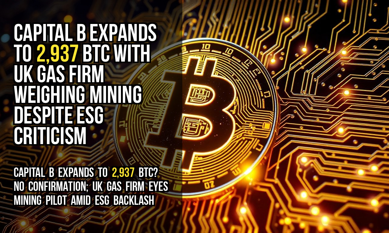 Capital B Expands to 2,937 BTC With UK Gas Firm Weighing Mining Despite ESG Criticism