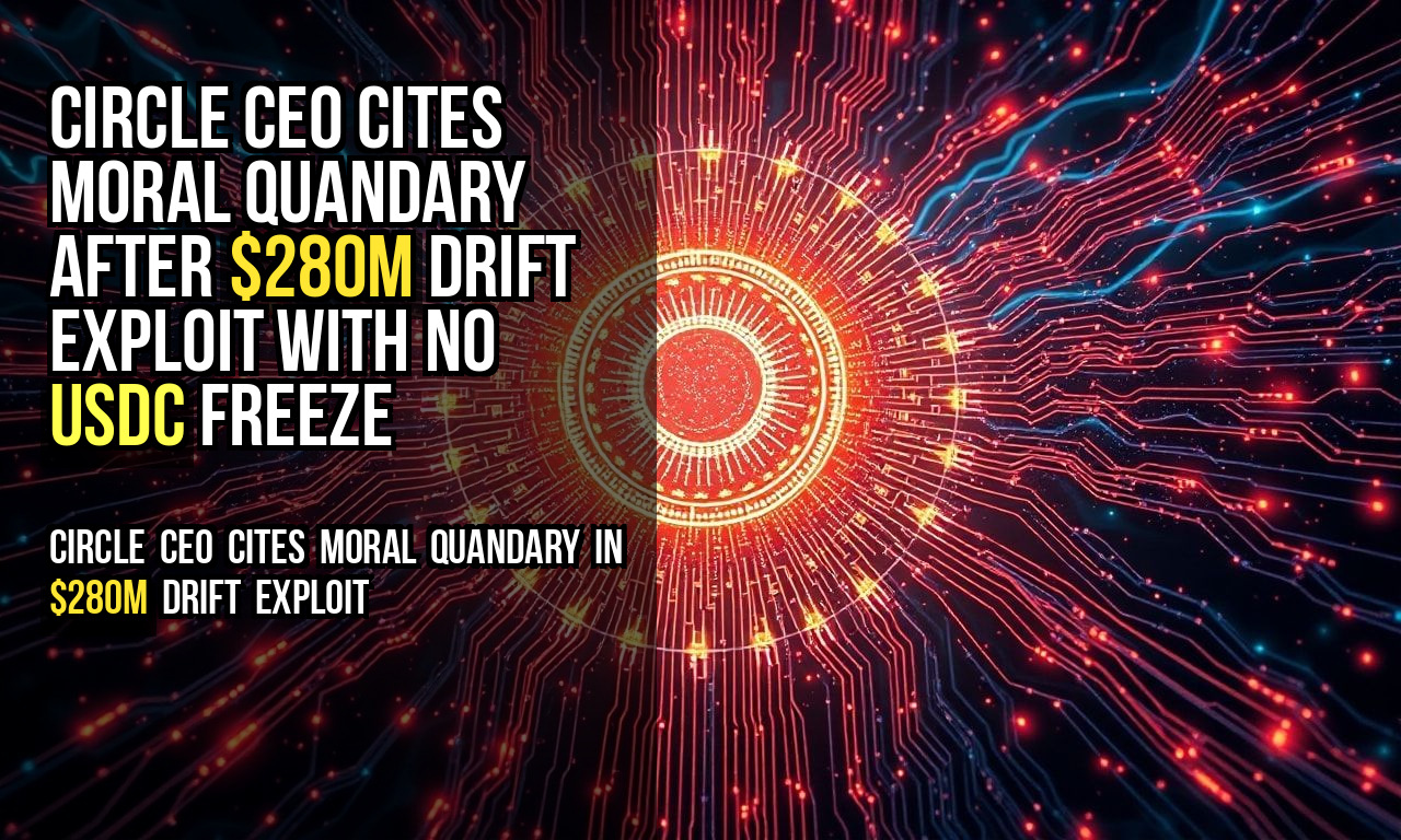 Circle CEO Cites Moral Quandary After $280M Drift Exploit With No USDC Freeze