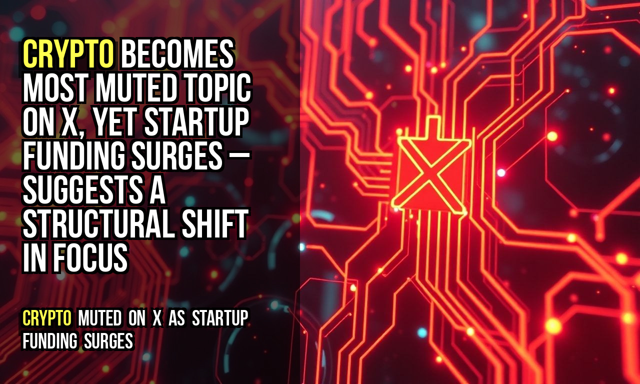 Crypto becomes most muted topic on X, yet startup funding surges – suggests a structural shift in focus