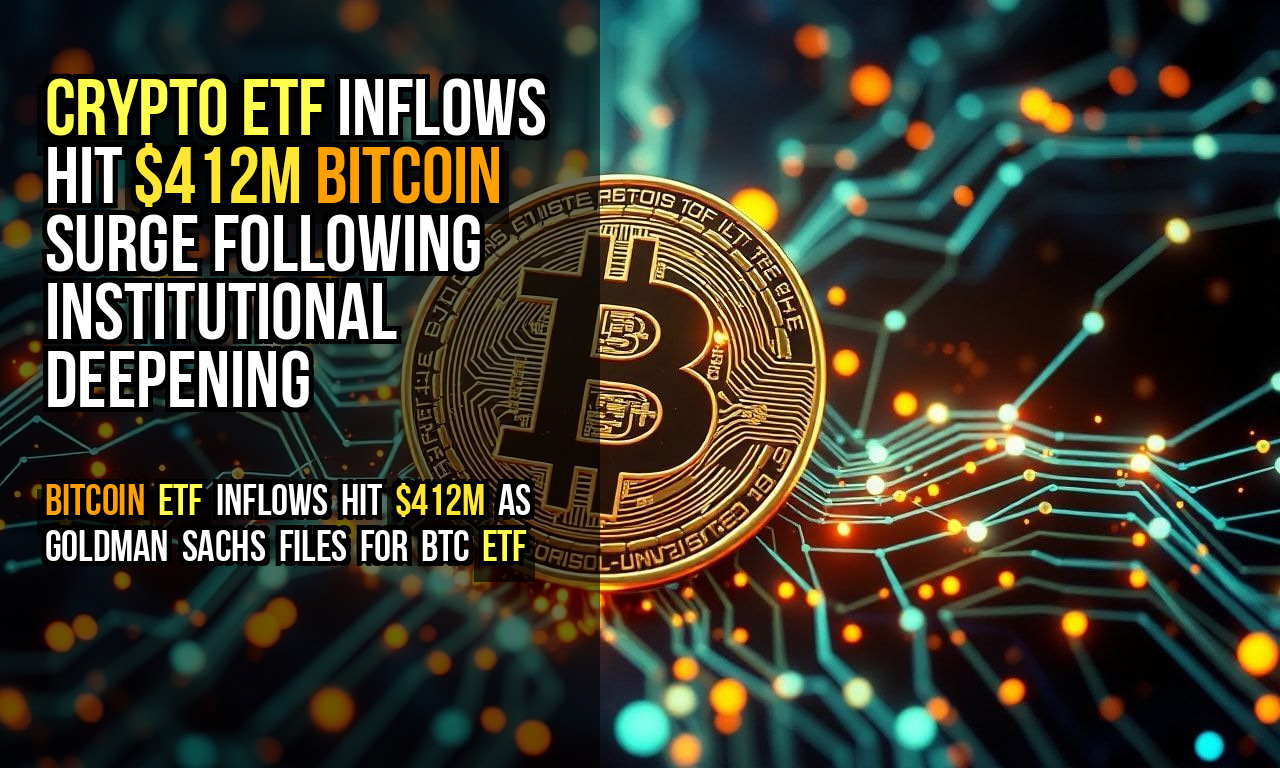 Crypto ETF Inflows Hit $412M Bitcoin Surge Following Institutional Deepening
