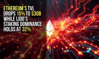Ethereum’s TVL drops 15% to $30B while Lido’s staking dominance holds at 32%