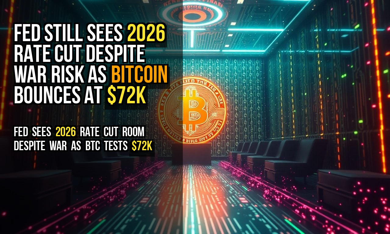 Fed Still Sees 2026 Rate Cut Despite War Risk as Bitcoin Bounces at $72K