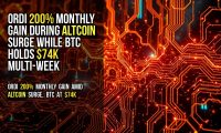 ORDI 200% Monthly Gain During Altcoin Surge While BTC Holds $74K Multi-Week