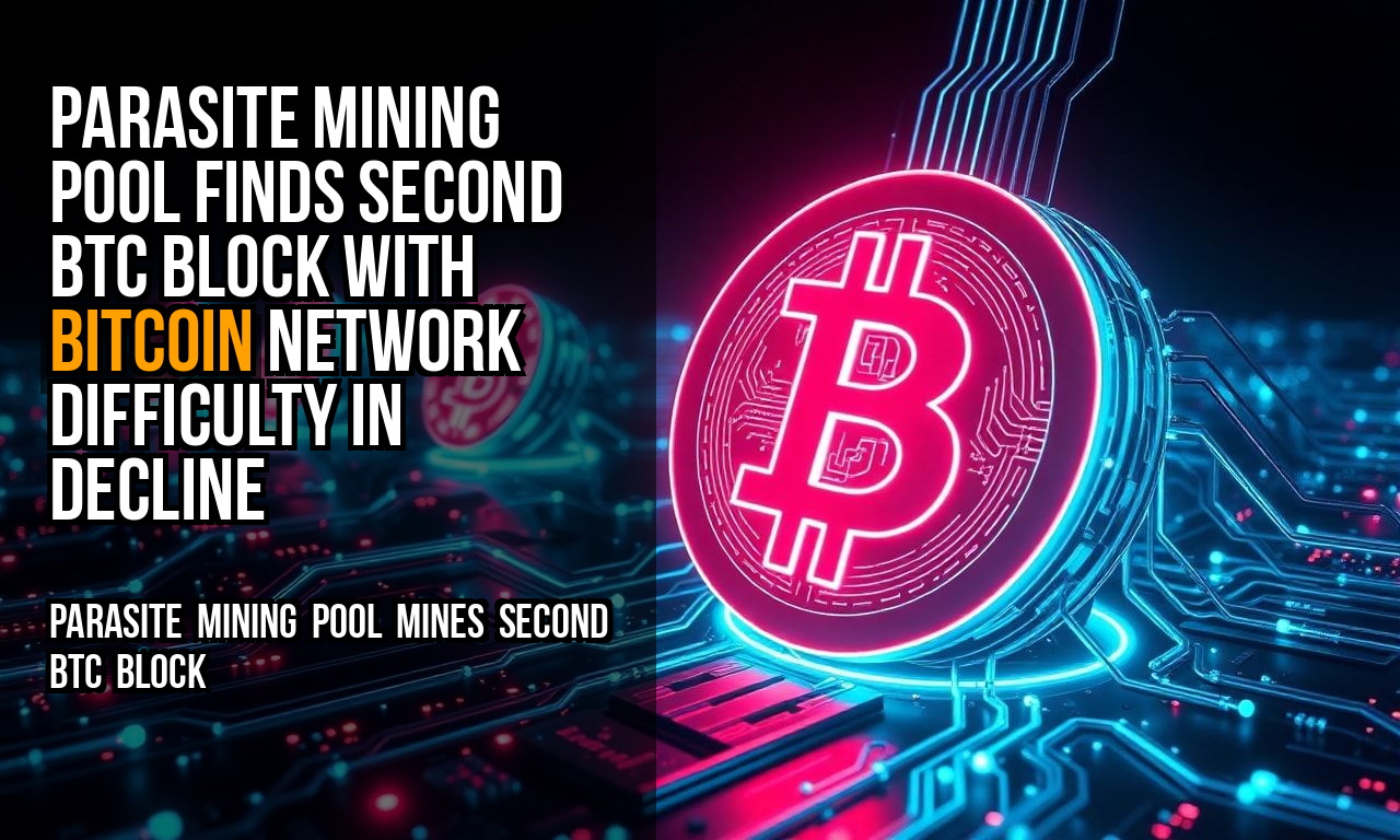 Parasite Mining Pool Finds Second BTC Block with Bitcoin Network Difficulty in Decline
