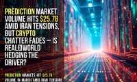 Prediction market volume hits $25.7B amid Iran tensions, but crypto chatter fades – is real‑world hedging the driver?