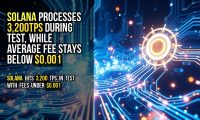 Solana processes 3,200TPS during test, while average fee stays below $0.001