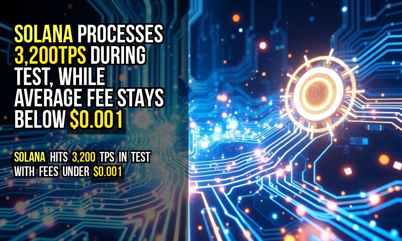 Solana processes 3,200TPS during test, while average fee stays below $0.001