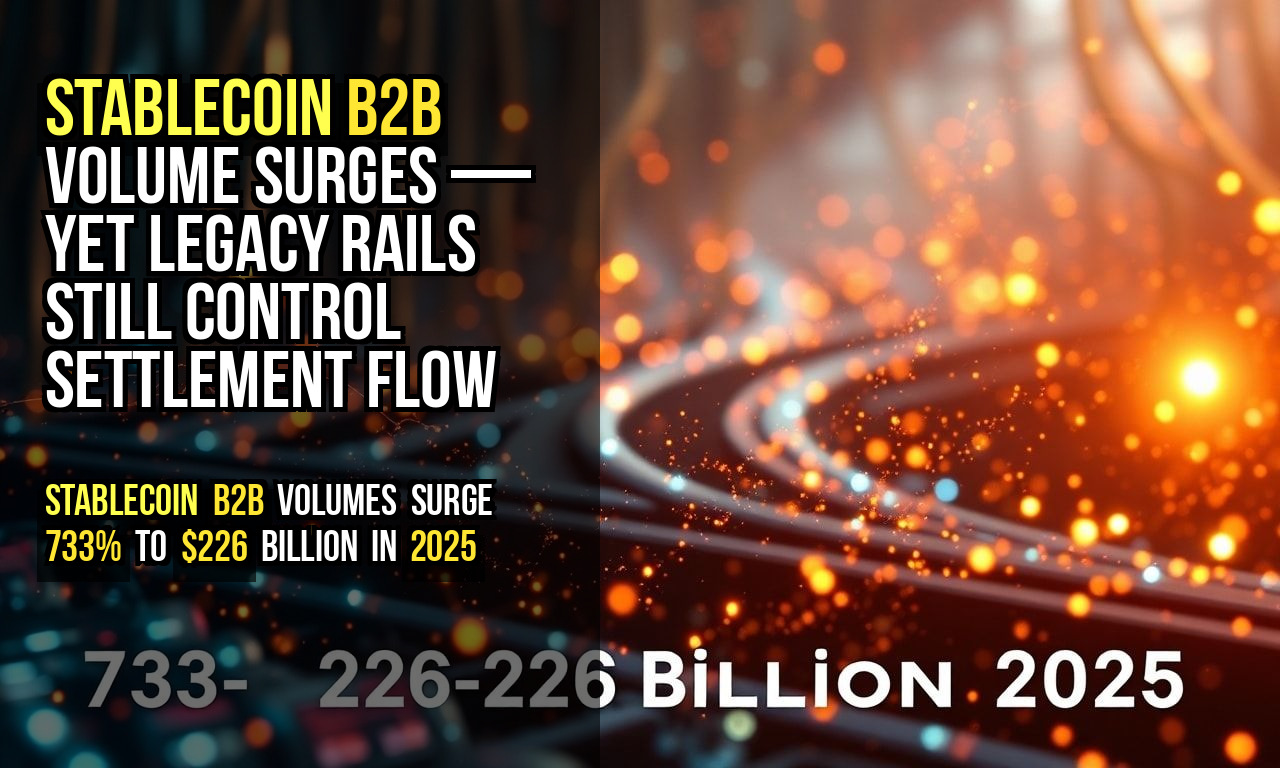 Stablecoin B2B volume surges — yet legacy rails still control settlement flow
