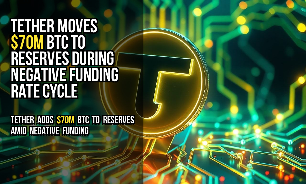 Tether Moves $70M BTC to Reserves During Negative Funding Rate Cycle