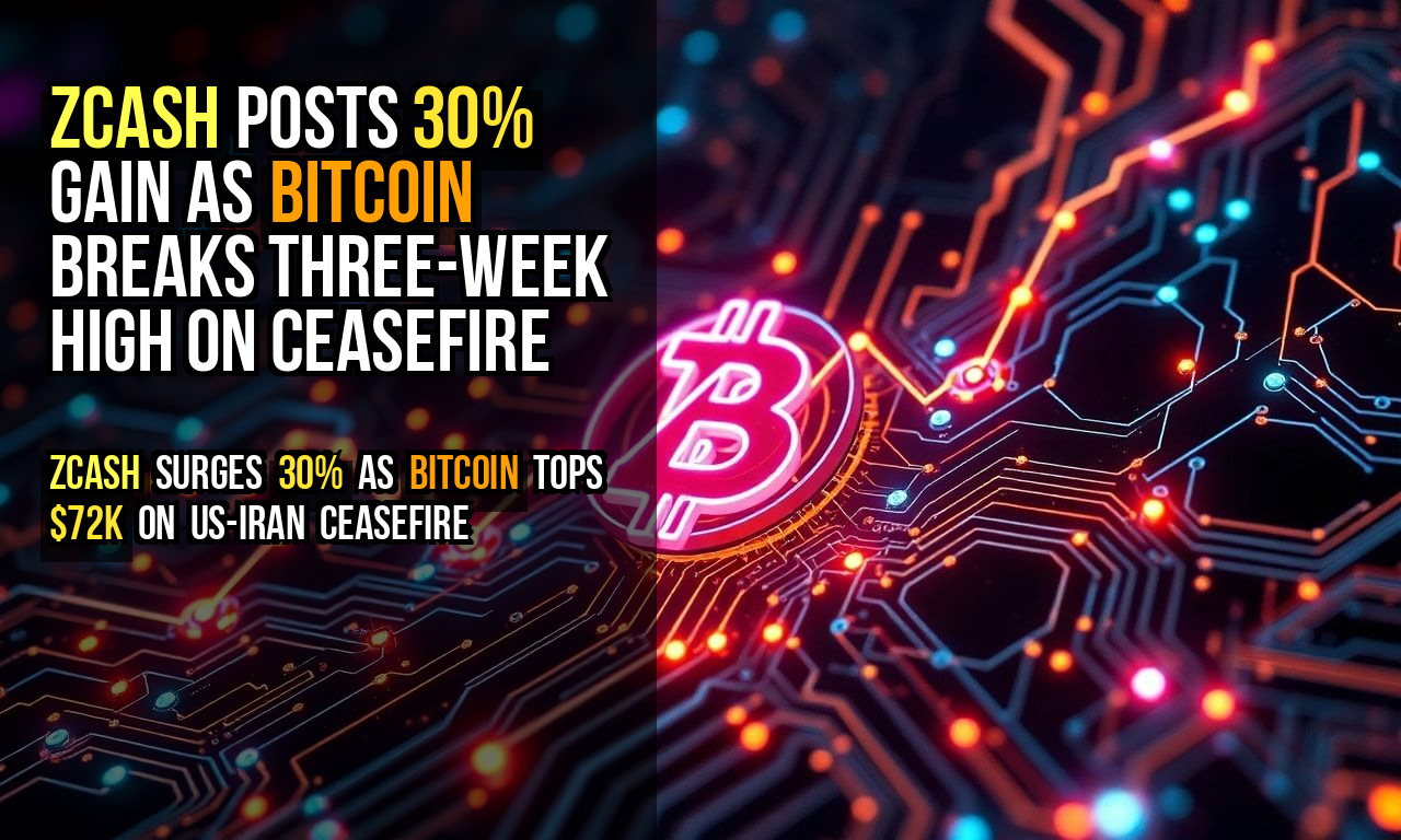 Zcash Posts 30% Gain as Bitcoin Breaks Three-Week High on Ceasefire