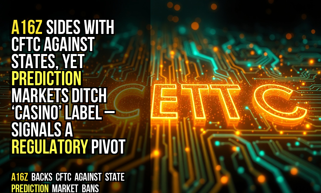 A16z sides with CFTC against states, yet prediction markets ditch ‘casino’ label – signals a regulatory pivot