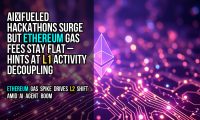 AI‑fueled hackathons surge but Ethereum gas fees stay flat – hints at L1 activity decoupling