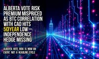 Alberta vote risk premium mispriced as BTC correlation with CAD hits 5‑year low – independence hedge missing