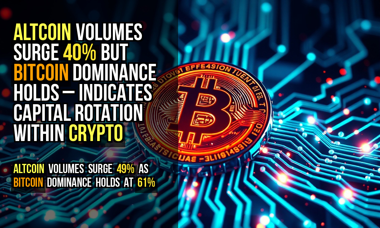 Altcoin volumes surge 40% but Bitcoin dominance holds – indicates capital rotation within crypto
