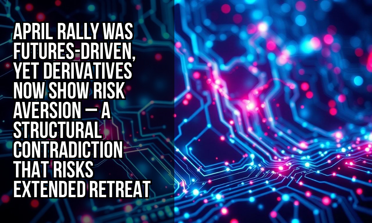 April rally was futures-driven, yet derivatives now show risk aversion – a structural contradiction that risks extended retreat