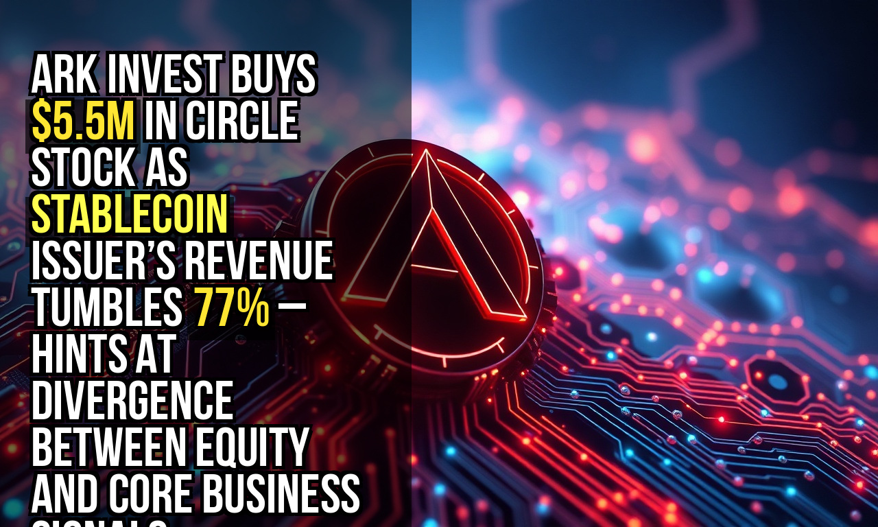 Ark Invest buys $5.5M in Circle stock as stablecoin issuer’s revenue tumbles 77% – hints at divergence between equity and core business signals