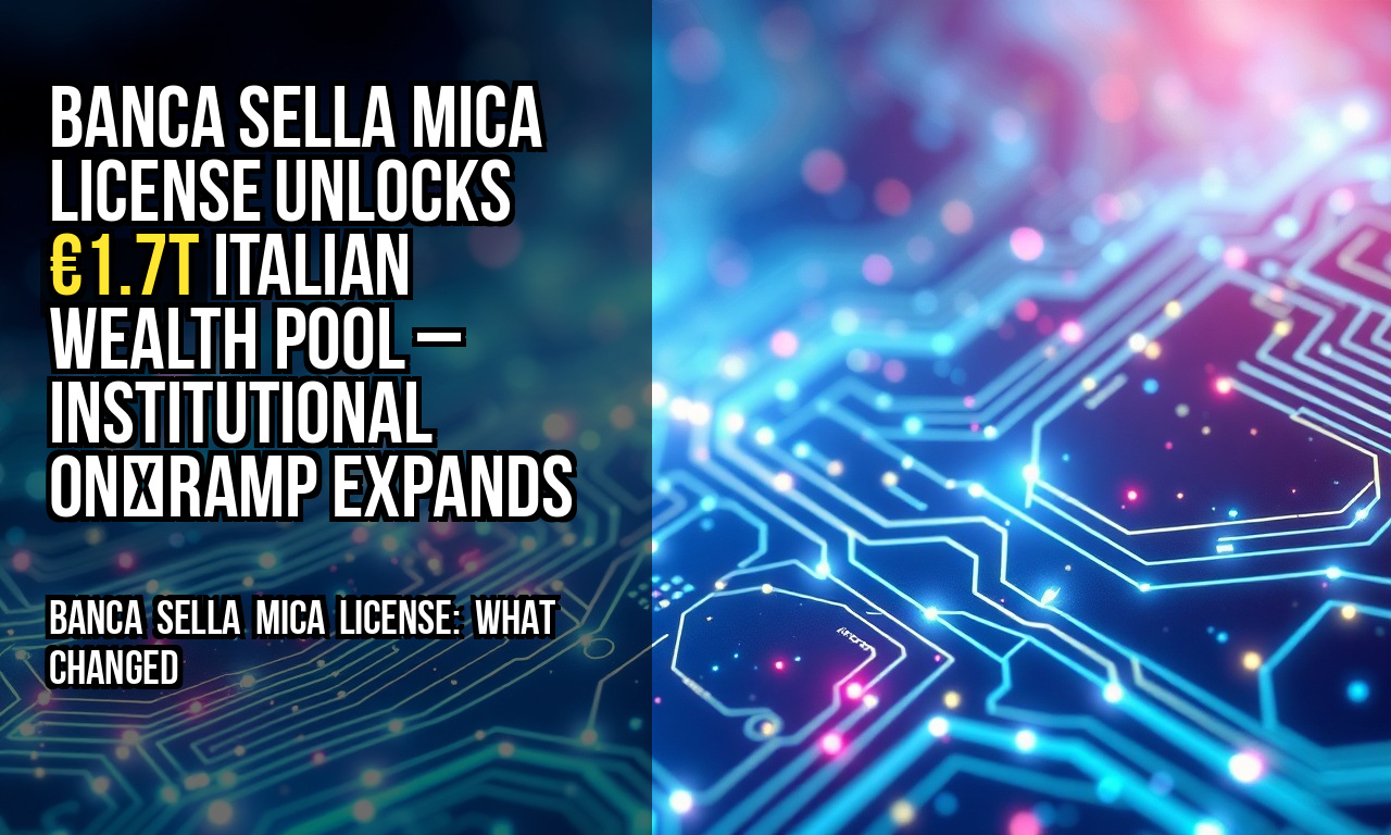 Banca Sella MiCA license unlocks €1.7T Italian wealth pool – institutional on‑ramp expands