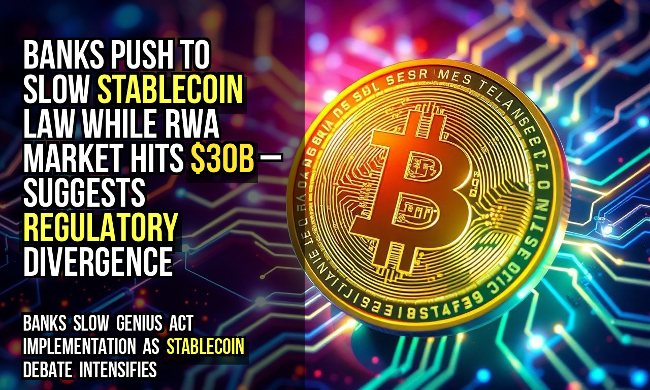 Banks push to slow stablecoin law while RWA market hits $30B – suggests regulatory divergence