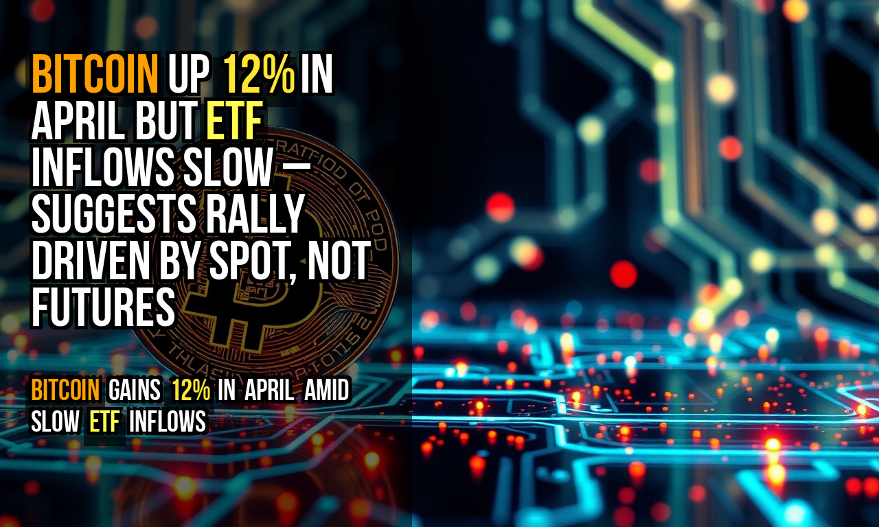 Bitcoin up 12% in April but ETF inflows slow – suggests rally driven by spot, not futures