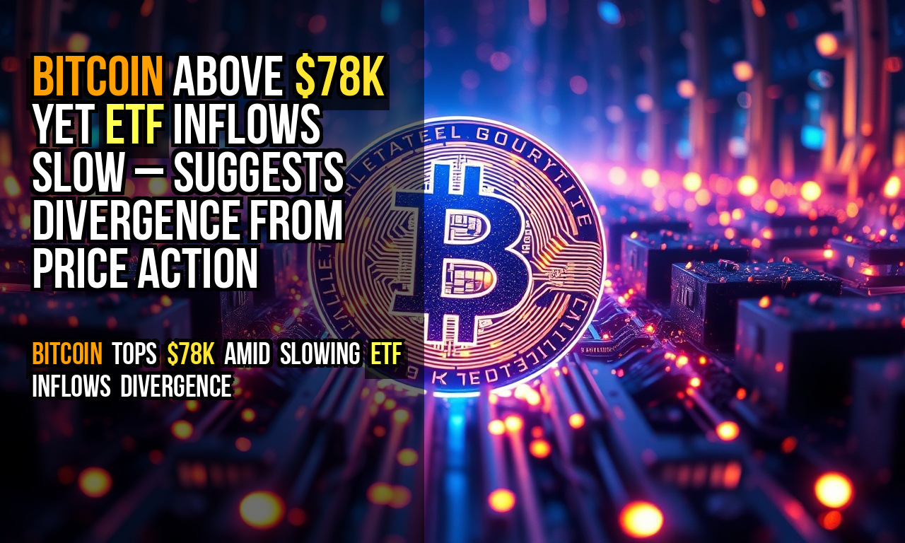 Bitcoin above $78k yet ETF inflows slow – suggests divergence from price action