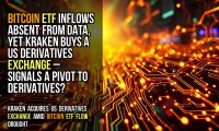 Bitcoin ETF inflows absent from data, yet Kraken buys a US derivatives exchange – signals a pivot to derivatives?