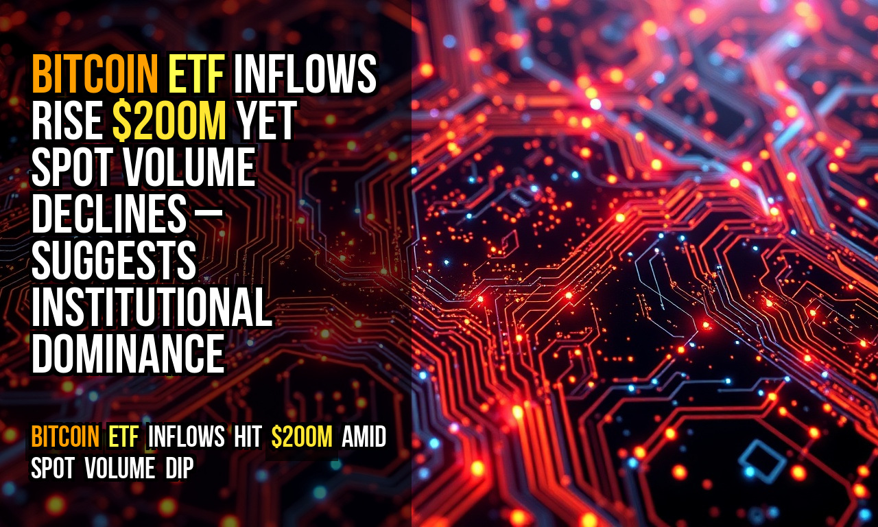 Bitcoin ETF inflows rise $200M yet spot volume declines – suggests institutional dominance