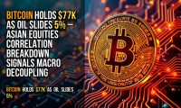 Bitcoin holds $77K as oil slides 5% – Asian equities correlation breakdown signals macro decoupling