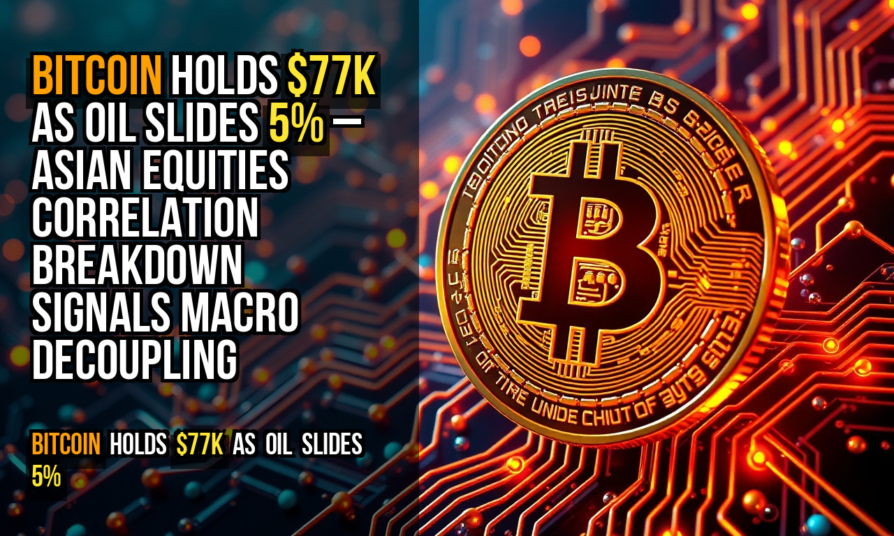 Bitcoin holds $77K as oil slides 5% – Asian equities correlation breakdown signals macro decoupling