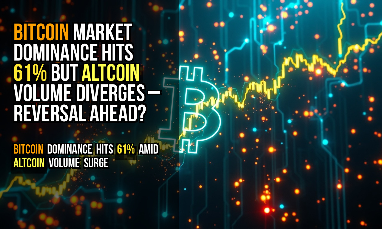 Bitcoin market dominance hits 61% but altcoin volume diverges – reversal ahead?