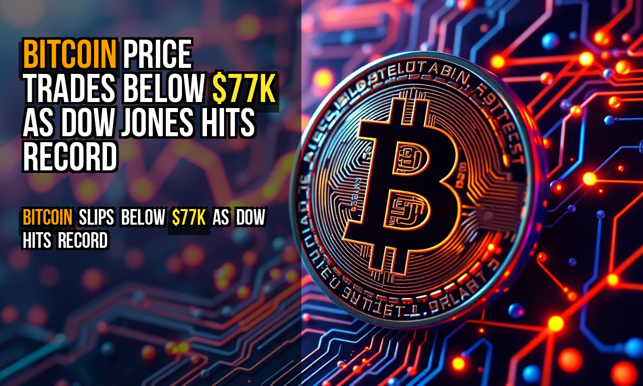 Bitcoin price trades below $77K as Dow Jones hits record
