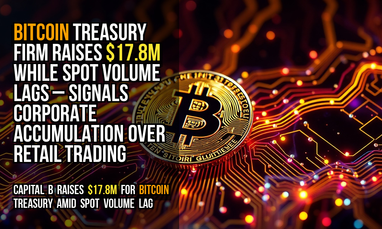 Bitcoin treasury firm raises $17.8M while spot volume lags – signals corporate accumulation over retail trading