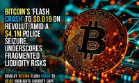 Bitcoin’s ‘flash crash’ to $0.019 on Revolut, amid a $4.1M police seizure, underscores fragmented liquidity risks