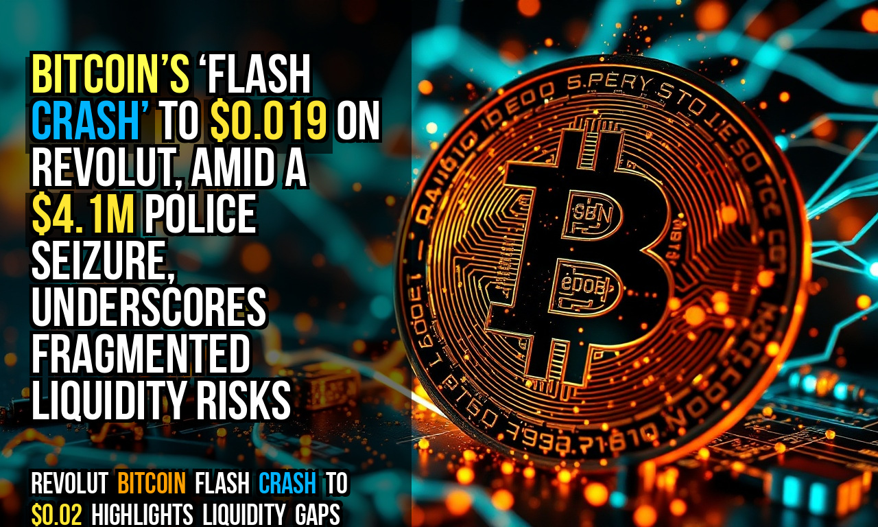 Bitcoin’s ‘flash crash’ to $0.019 on Revolut, amid a $4.1M police seizure, underscores fragmented liquidity risks