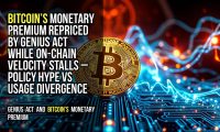 Bitcoin’s monetary premium repriced by GENIUS Act while on-chain velocity stalls – policy hype vs usage divergence