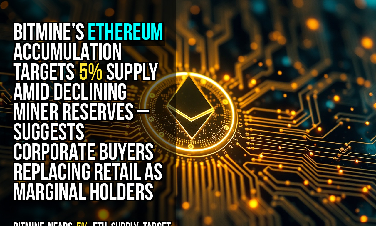 Bitmine’s Ethereum accumulation targets 5% supply amid declining miner reserves – suggests corporate buyers replacing retail as marginal holders