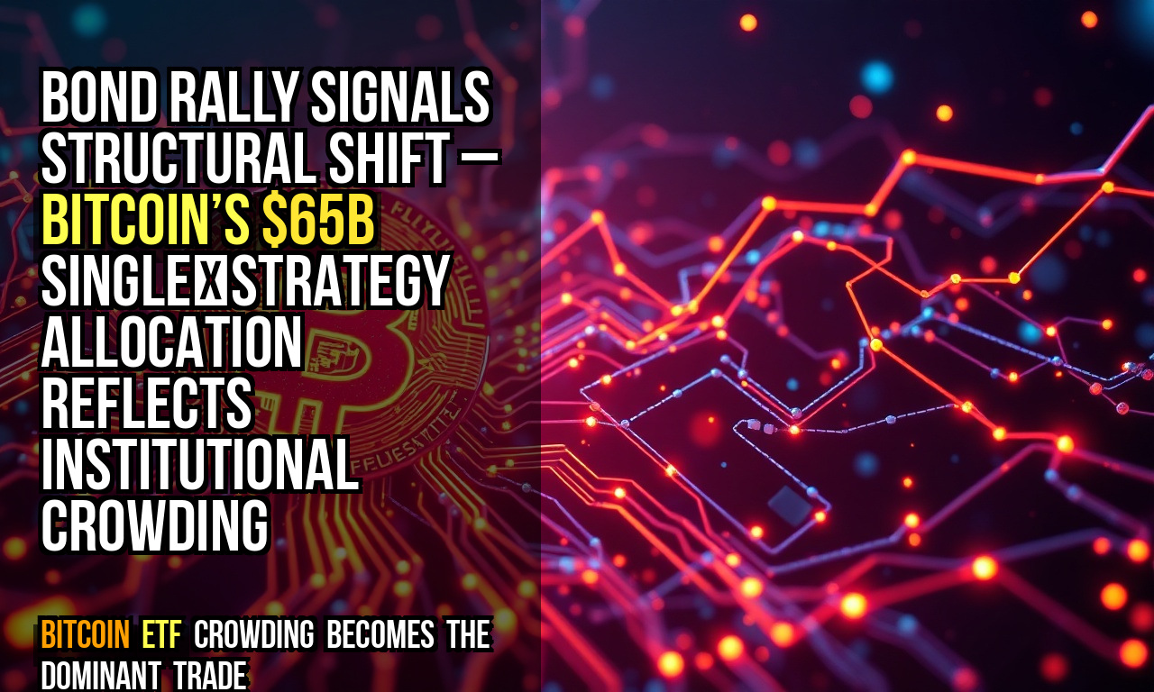 Bond rally signals structural shift – Bitcoin’s $65B single‑strategy allocation reflects institutional crowding